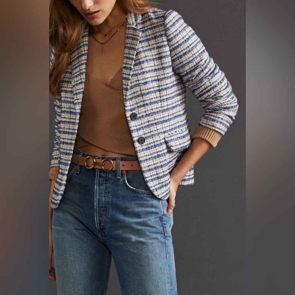 Anthropologie Hutch Tailored Tweed Inspired Blazer in Size Medium Petite